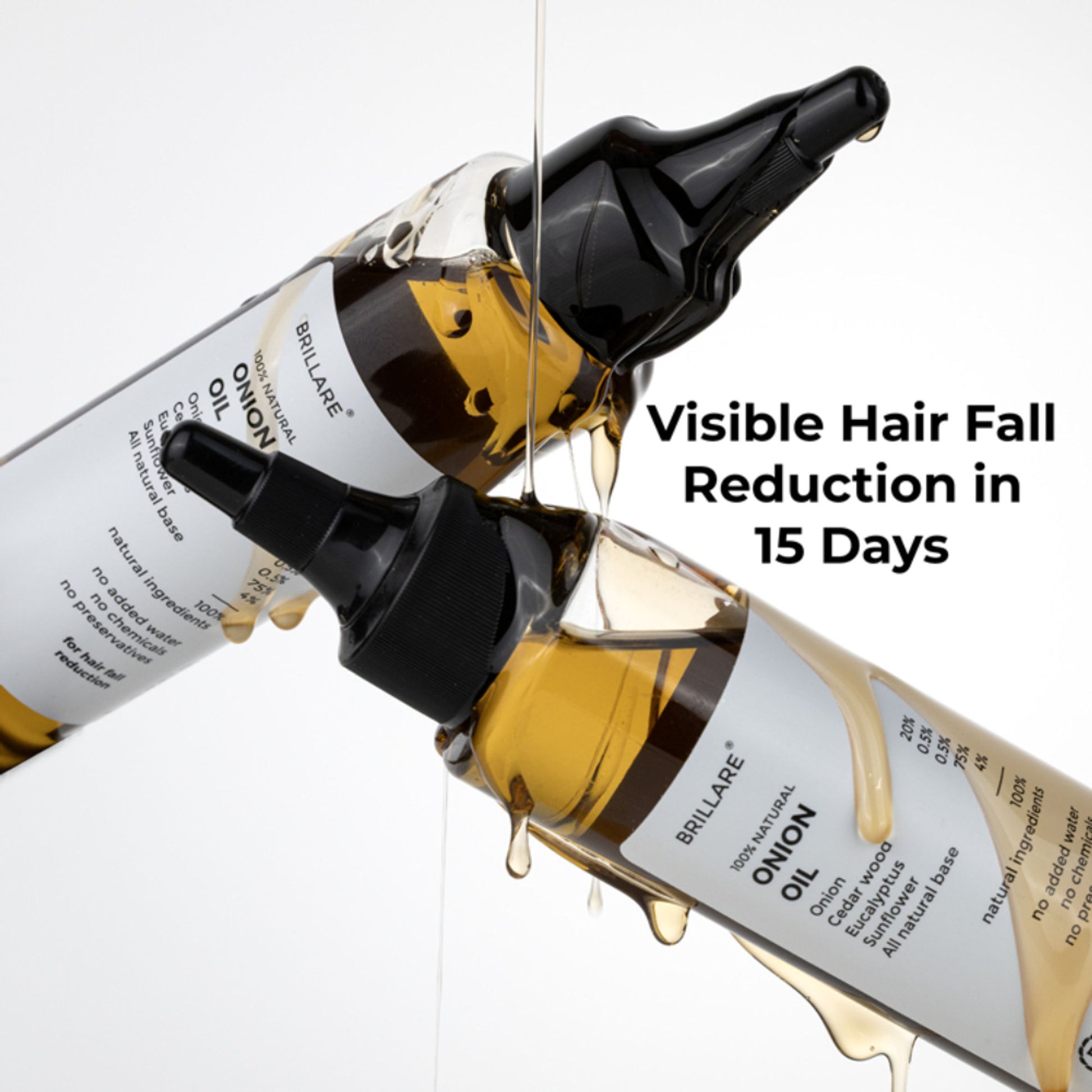 Brillare 20% Onion Hair Oil for Hair Fall Reduction Visible Hair Fall Reduction in 15 Days