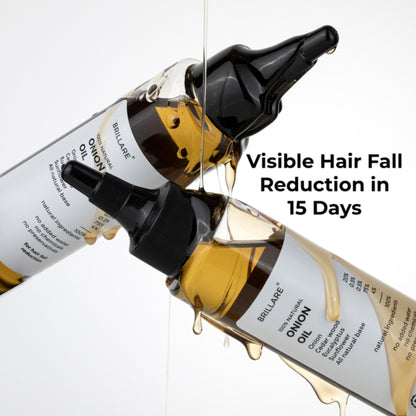 Brillare 20% Onion Hair Oil for Hair Fall Reduction Visible Hair Fall Reduction in 15 Days
