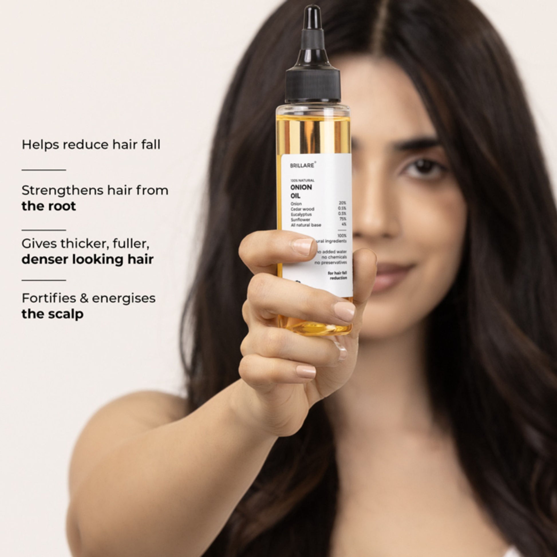 Brillare 20% Onion Hair Oil for Hair Fall Reduction Visible Hair Fall Reduction in 15 Days