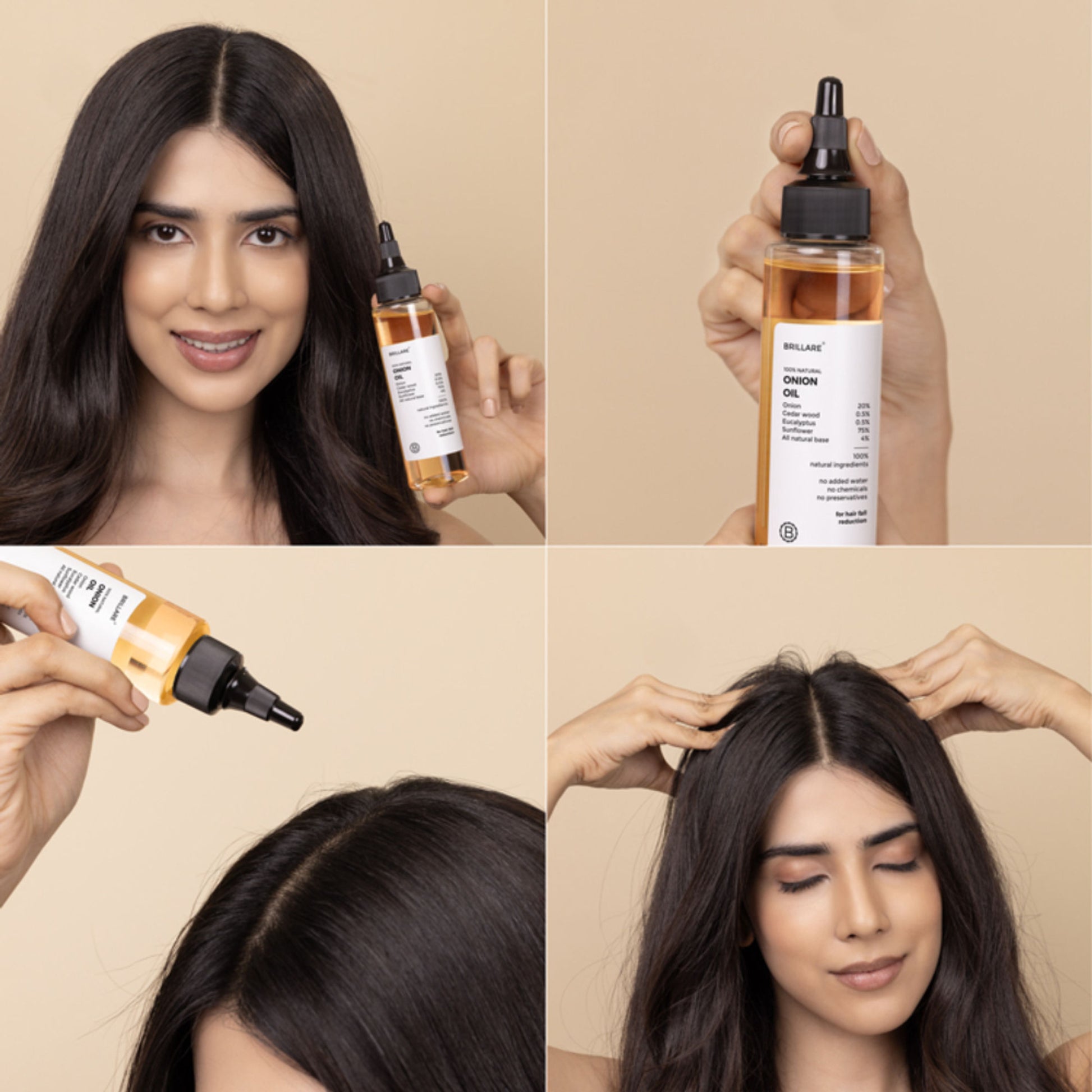 Brillare 20% Onion Hair Oil for Hair Fall Reduction Visible Hair Fall Reduction in 15 Days