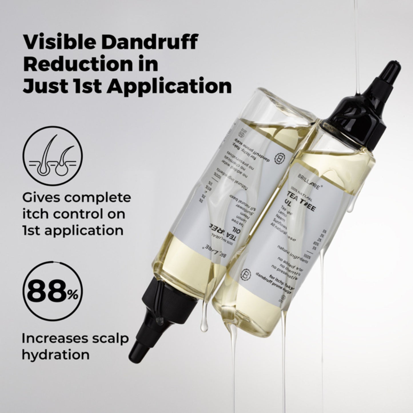 Brillare 5% Tea Tree Oil for Dandruff & Itchy Scalp Removes Dandruff From Roots