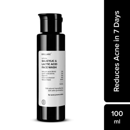 Brillare 2% Salicylic Acid Face Wash for Oily Skin Deep Cleansing, Oil Control & Acne Care
