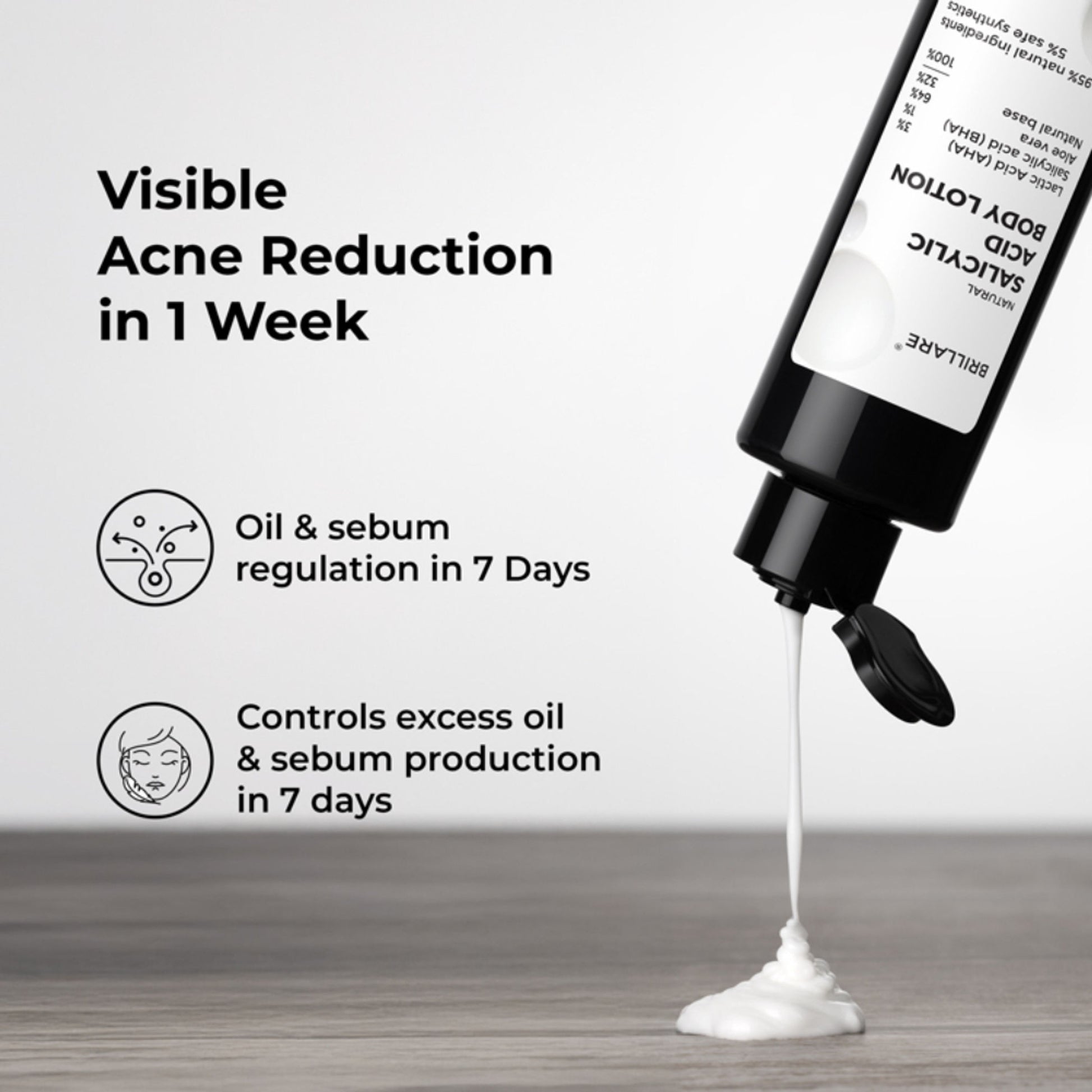 Brillare Salicylic Acid Body Lotion for Clear & Purified Skin AHA BHA Lotion for Acne Prone Skin