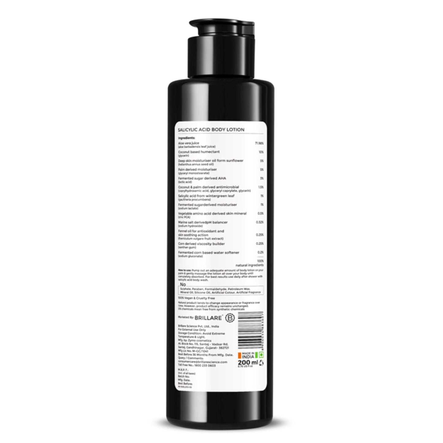 Brillare Salicylic Acid Body Lotion for Clear & Purified Skin AHA BHA Lotion for Acne Prone Skin