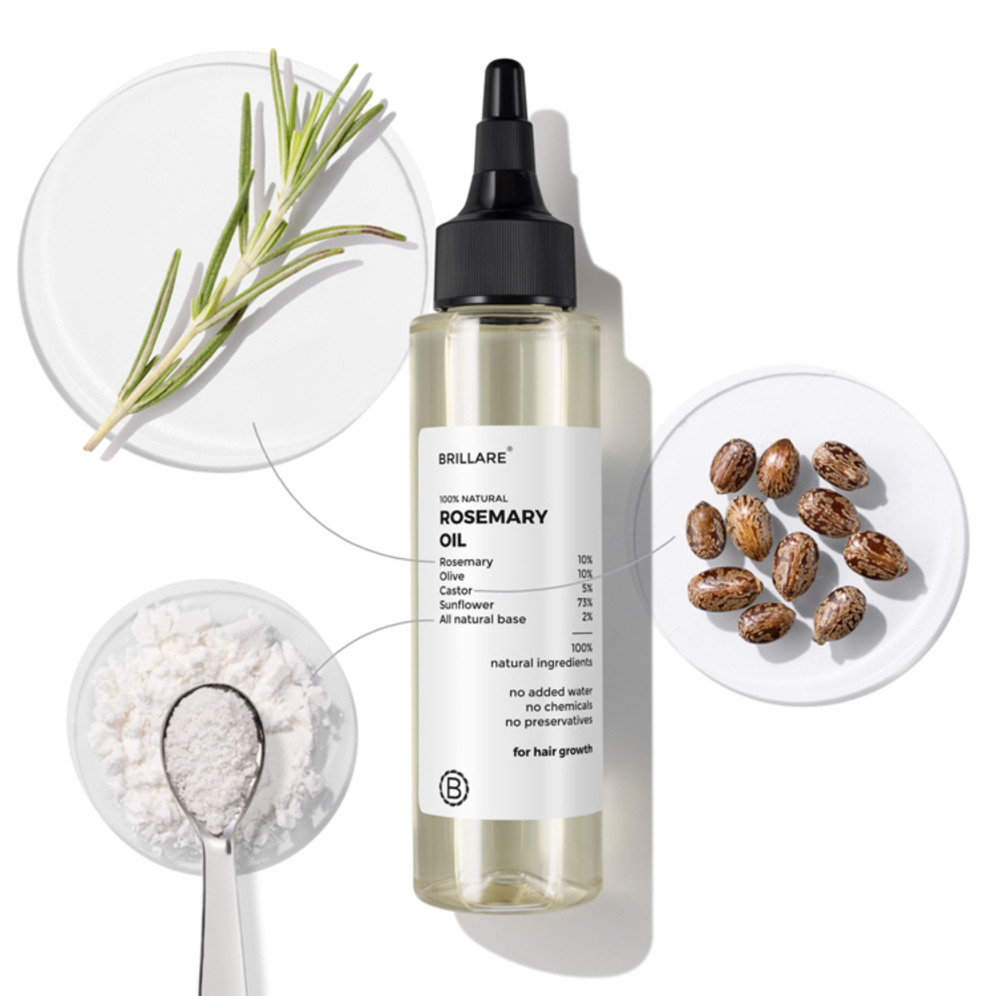 Brillare 10% Rosemary Hair Oil for Hair Growth Reduces Hair Fall & Strengthens Hair
