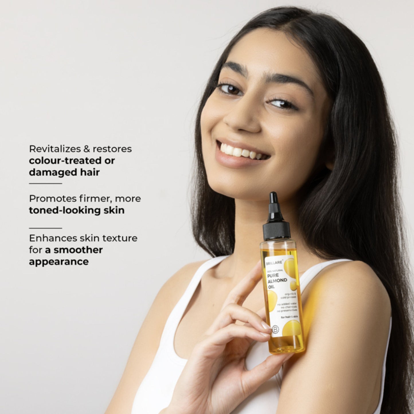 Brillare 100% Pure Cold Pressed Almond Oil Organic Almond Oil for Hair Growth & Glowing Skin