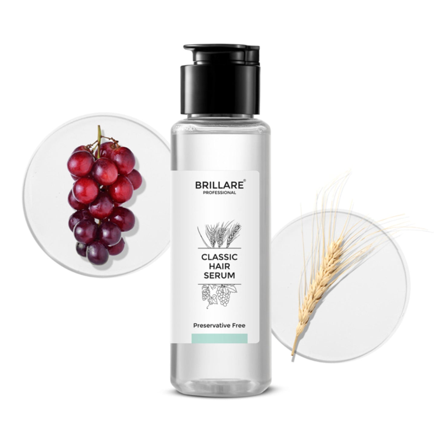 Brillare Classic Hair Serum with Grape Seed & Wheat Germ Oil for Smooth, Shiny Hair