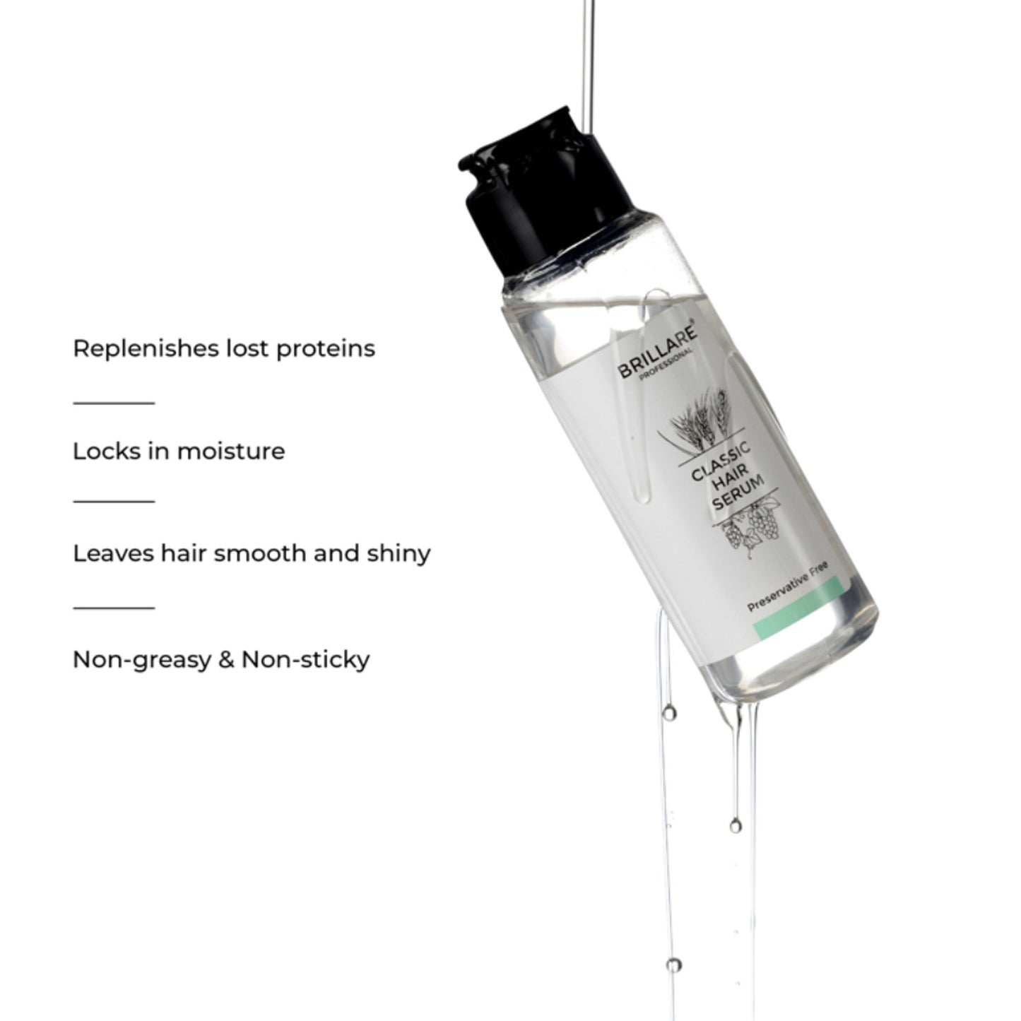 Brillare Classic Hair Serum with Grape Seed & Wheat Germ Oil for Smooth, Shiny Hair