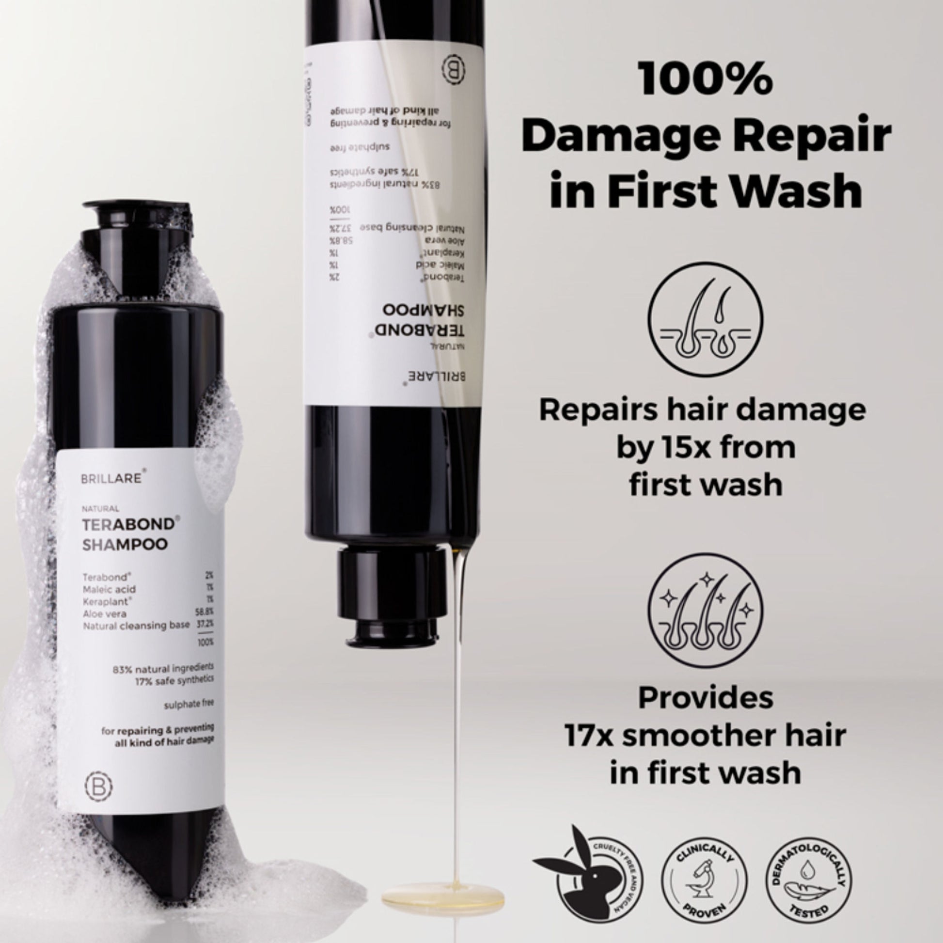 Brillare Terabond Bond Repair Shampoo Repairs Damaged Hair Shampoo for Frizzy & Dry Hair