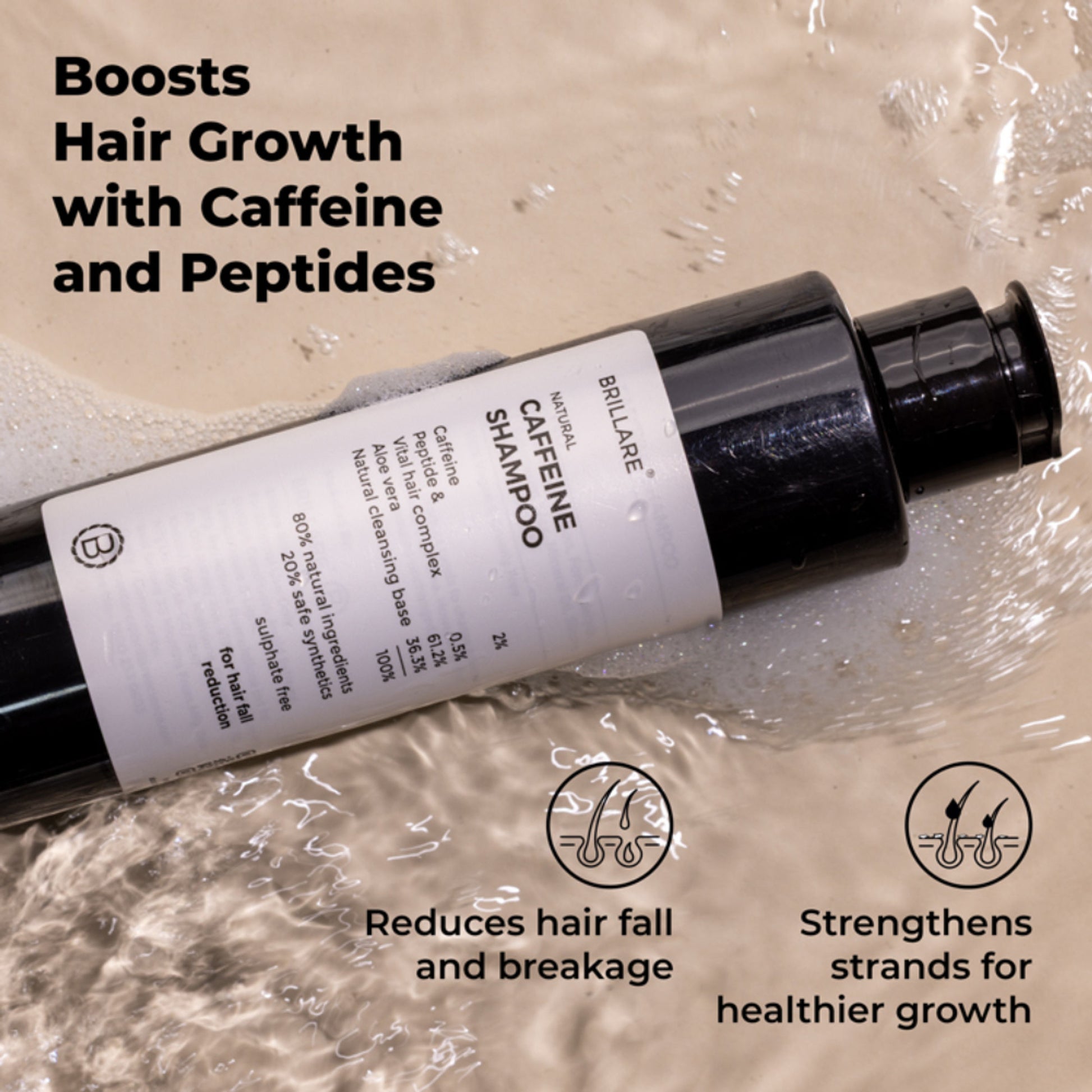 Brillare Caffeine Anti-Hair Fall Shampoo Boost Hair Growth with Caffeine & Peptides
