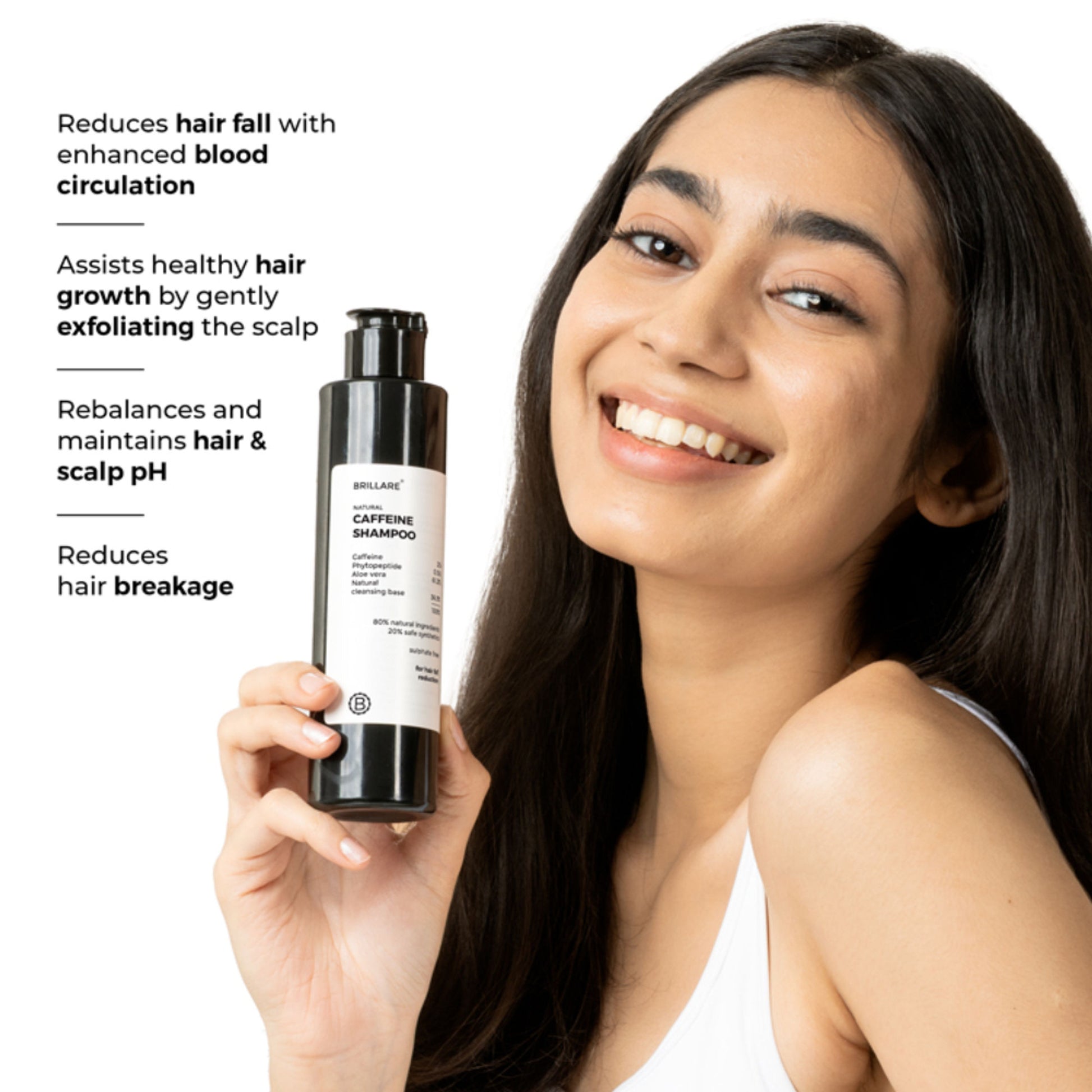 Brillare Caffeine Anti-Hair Fall Shampoo Boost Hair Growth with Caffeine & Peptides