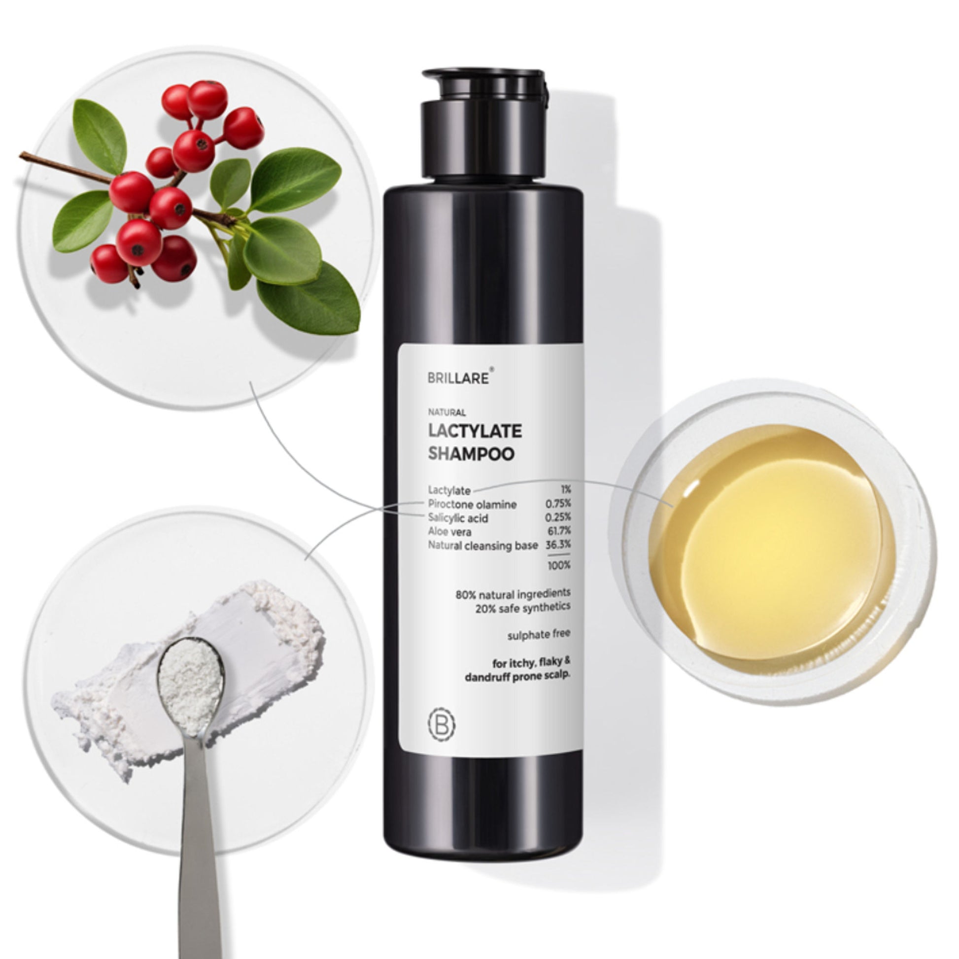 Brillare Lactylate Anti-Dandruff Shampoo Soothes Itchy Scalp & Reduces Dandruff