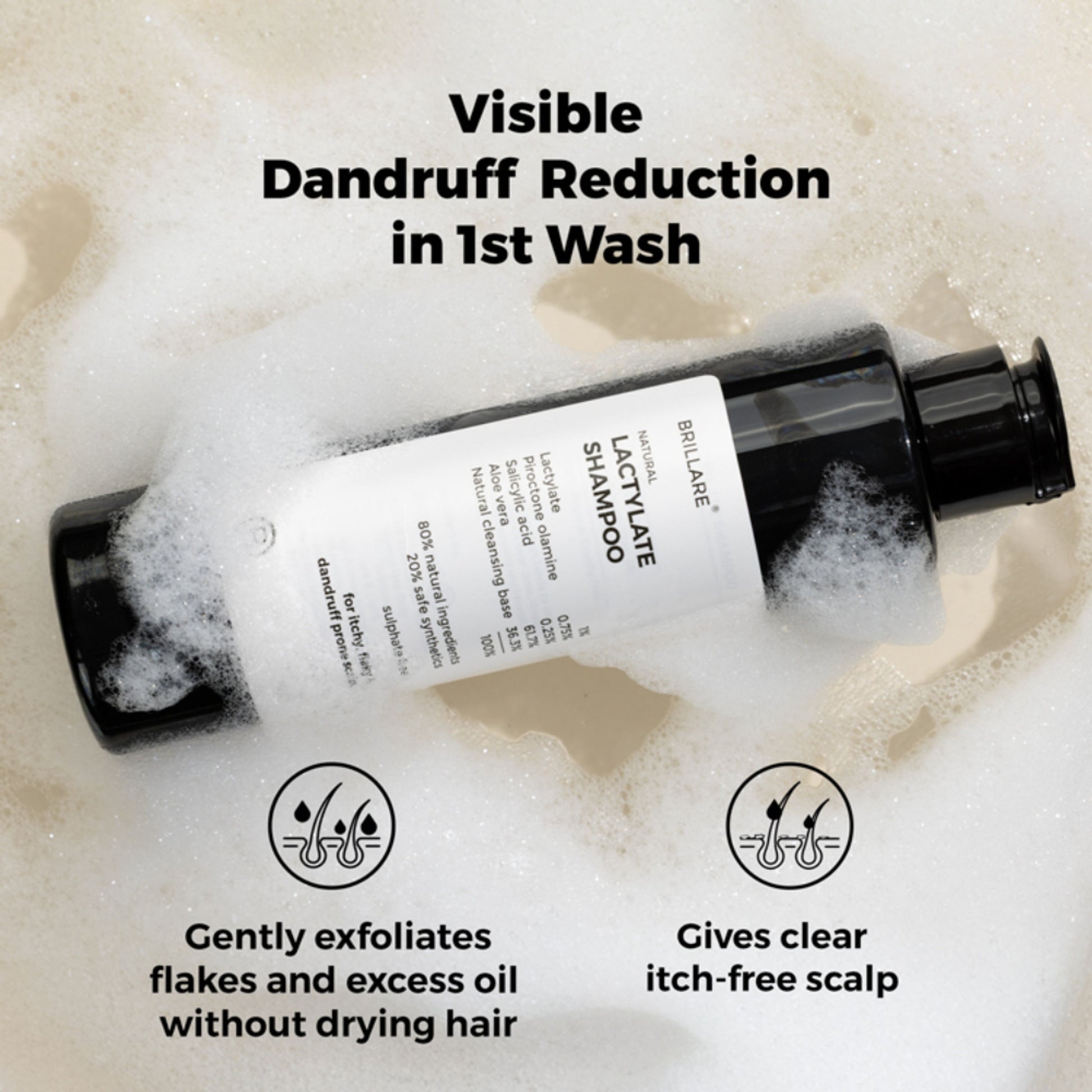 Brillare Lactylate Anti-Dandruff Shampoo Soothes Itchy Scalp & Reduces Dandruff