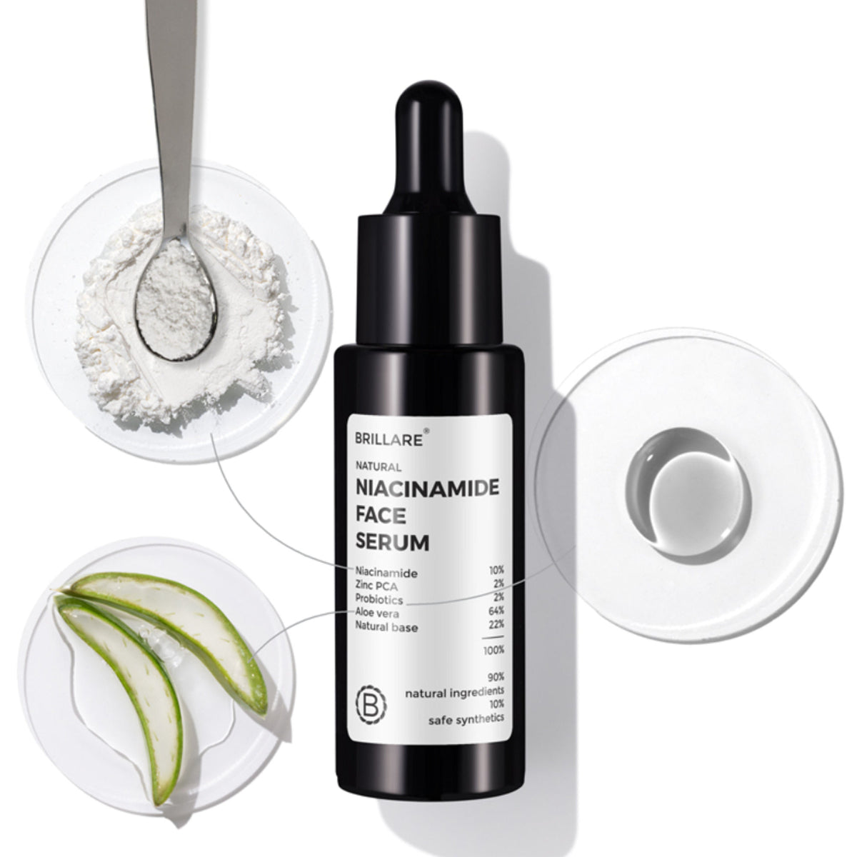 Brillare 10% Niacinamide Face Serum for Oily & Acne Prone Skin Reduces Dark Spots & Open Pores