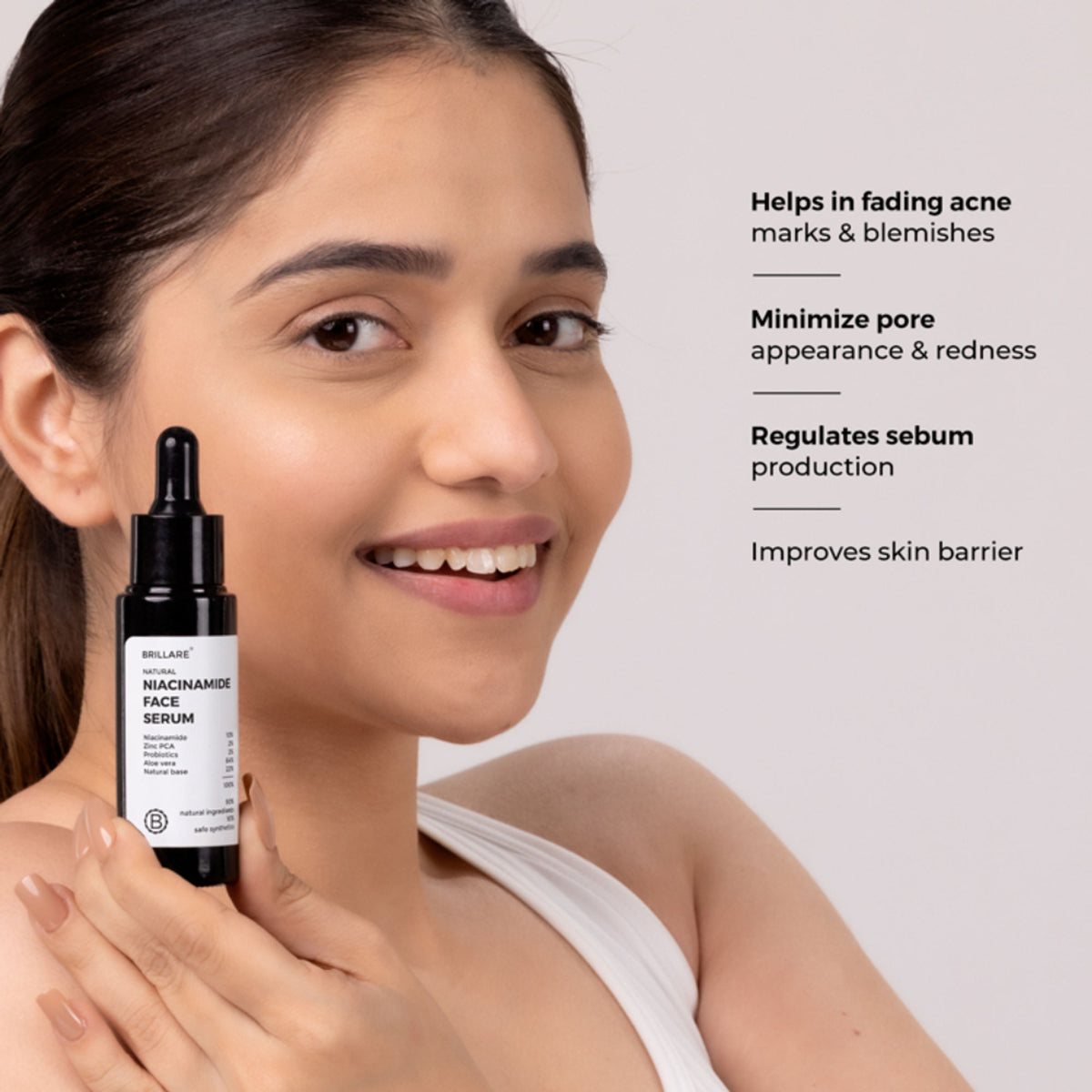 Brillare 10% Niacinamide Face Serum for Oily & Acne Prone Skin Reduces Dark Spots & Open Pores