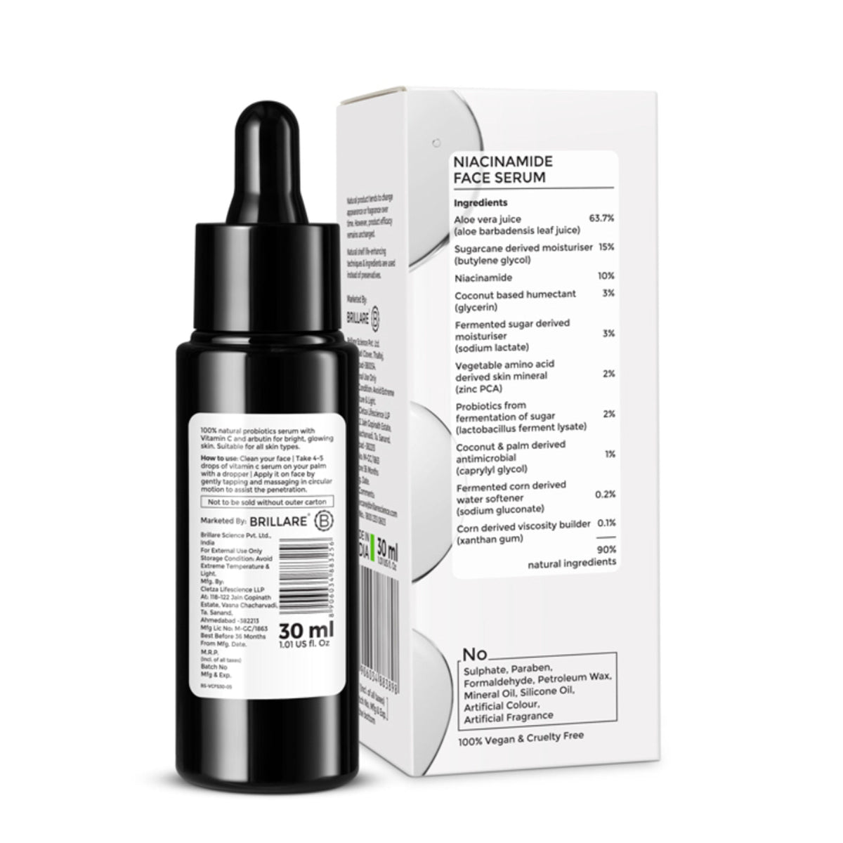 Brillare 10% Niacinamide Face Serum for Oily & Acne Prone Skin Reduces Dark Spots & Open Pores