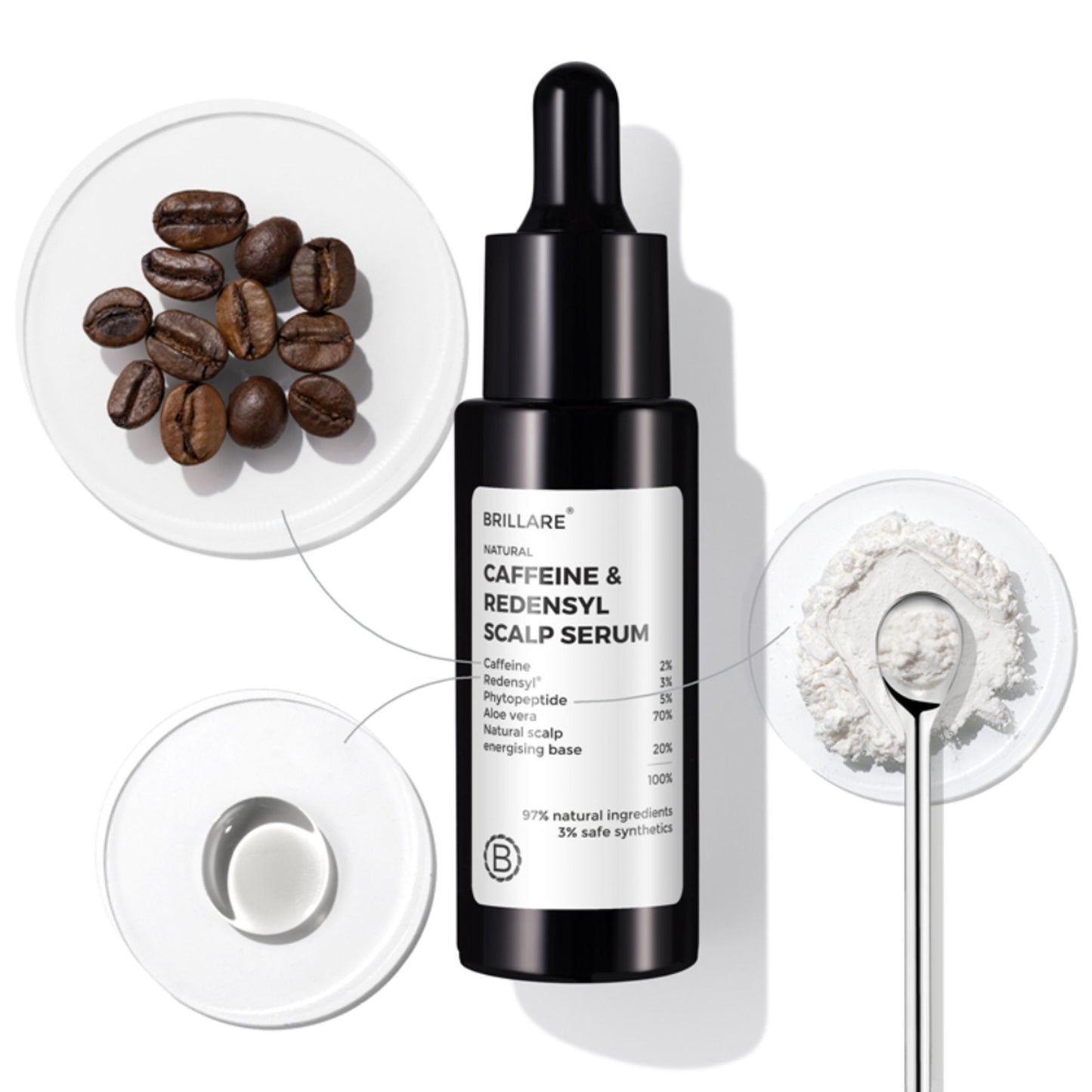 Brillare 2% Caffeine & 3% Redensyl Hair Growth Serum for Scalp | Visible Growth in 4 Weeks