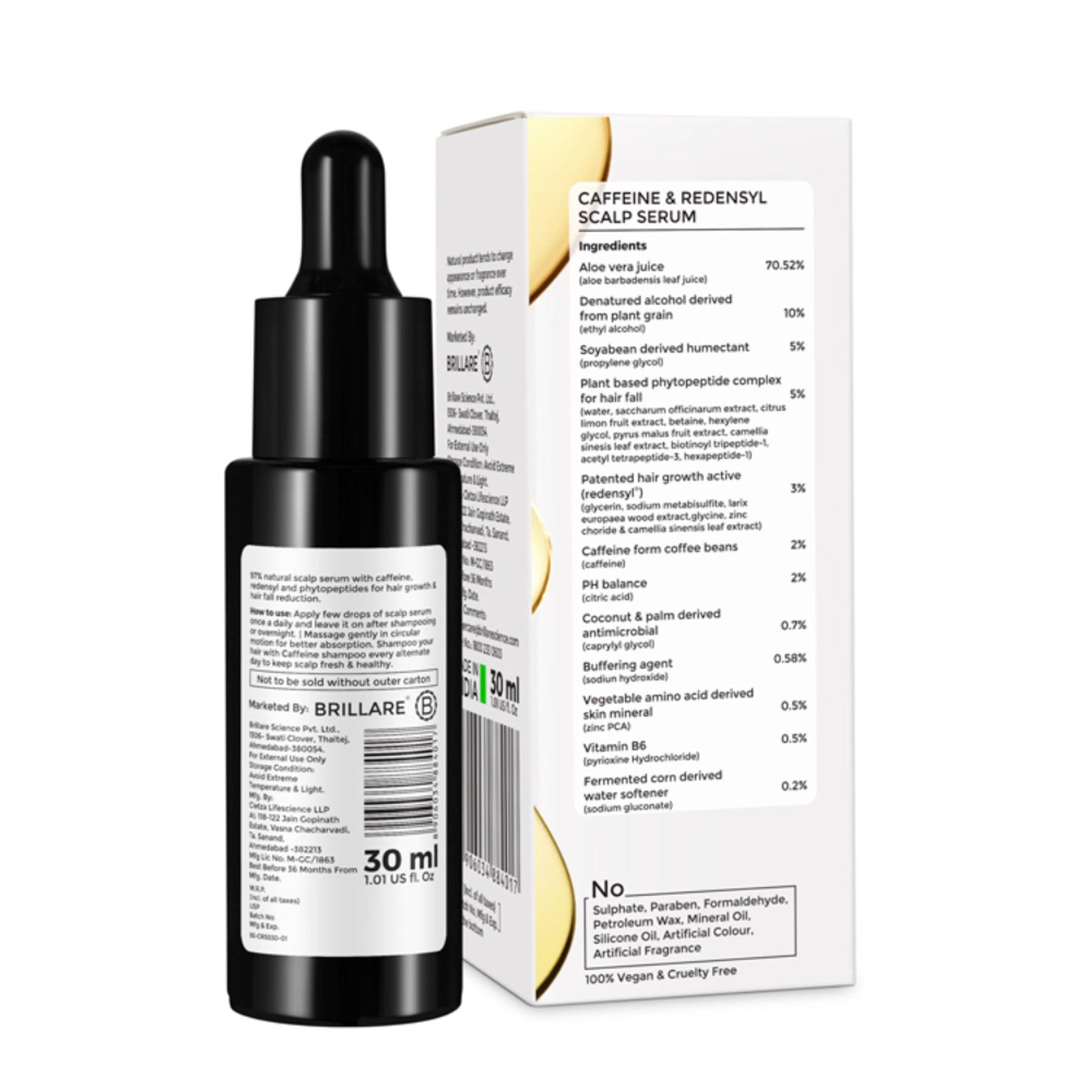 Brillare 2% Caffeine & 3% Redensyl Hair Growth Serum for Scalp | Visible Growth in 4 Weeks