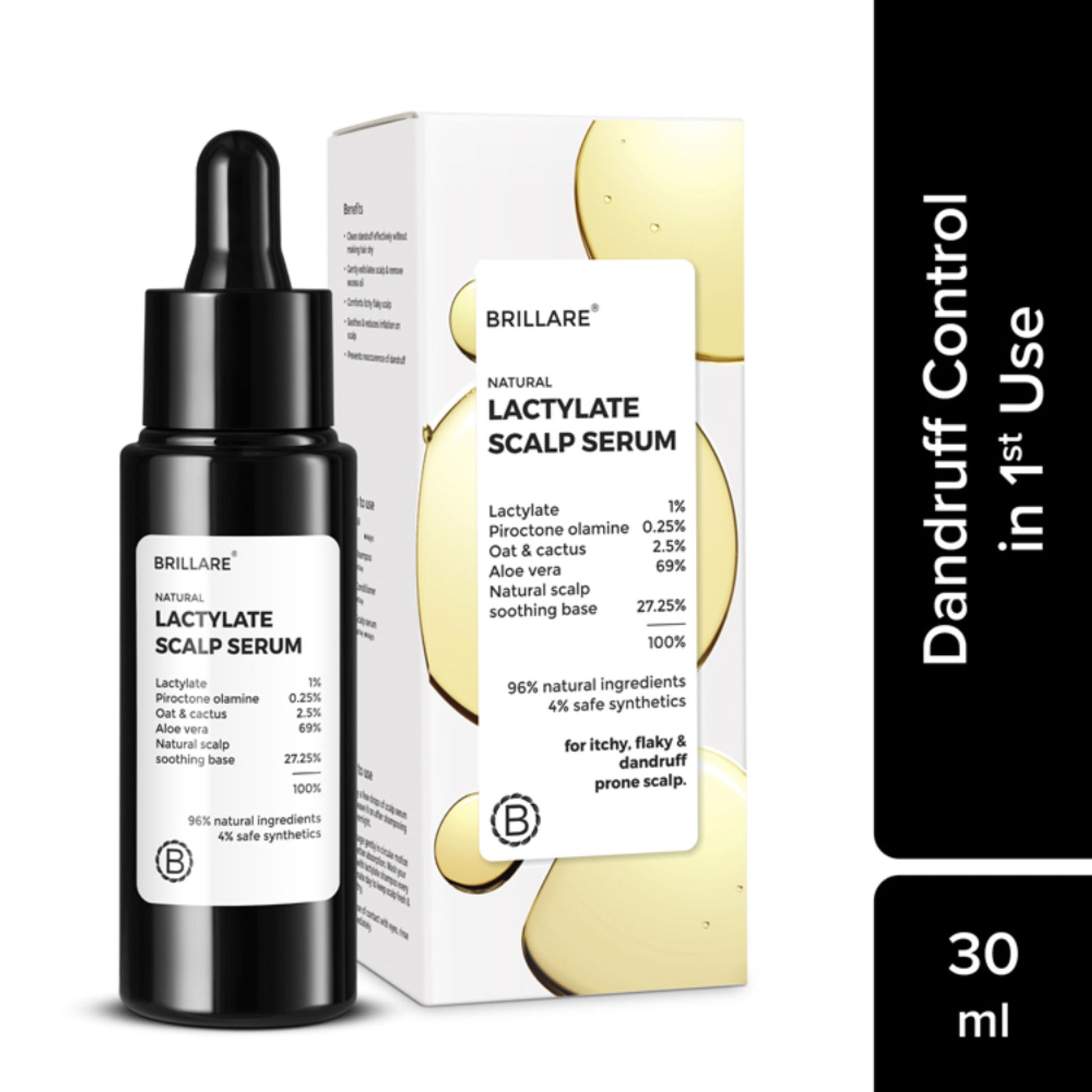 Brillare Lactylate Anti-Dandruff Serum for Hair & Scalp | Clears Dandruff, Itch & Flakes