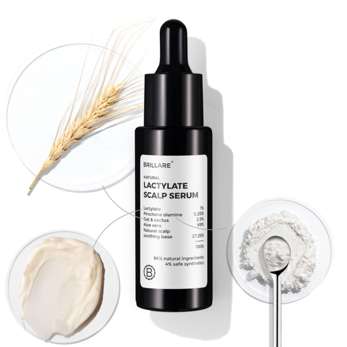 Brillare Lactylate Anti-Dandruff Serum for Hair & Scalp | Clears Dandruff, Itch & Flakes