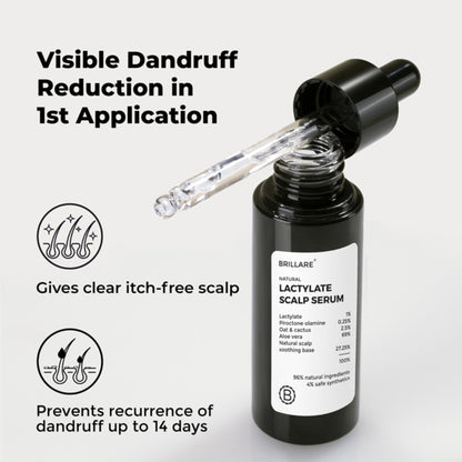 Brillare Lactylate Anti-Dandruff Serum for Hair & Scalp | Clears Dandruff, Itch & Flakes