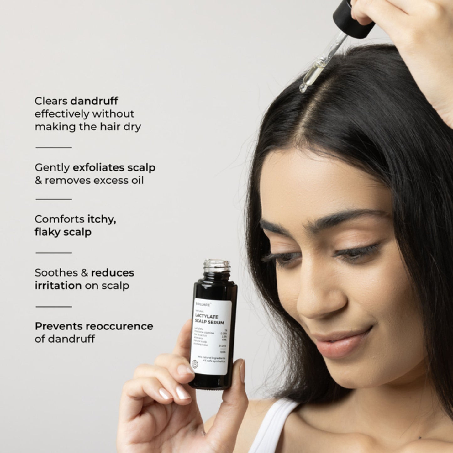 Brillare Lactylate Anti-Dandruff Serum for Hair & Scalp | Clears Dandruff, Itch & Flakes