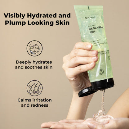 Brillare Natural Aloe Vera Gel for Skin & Hair Hydrates & Smoothens Pure Aloe Vera Gel
