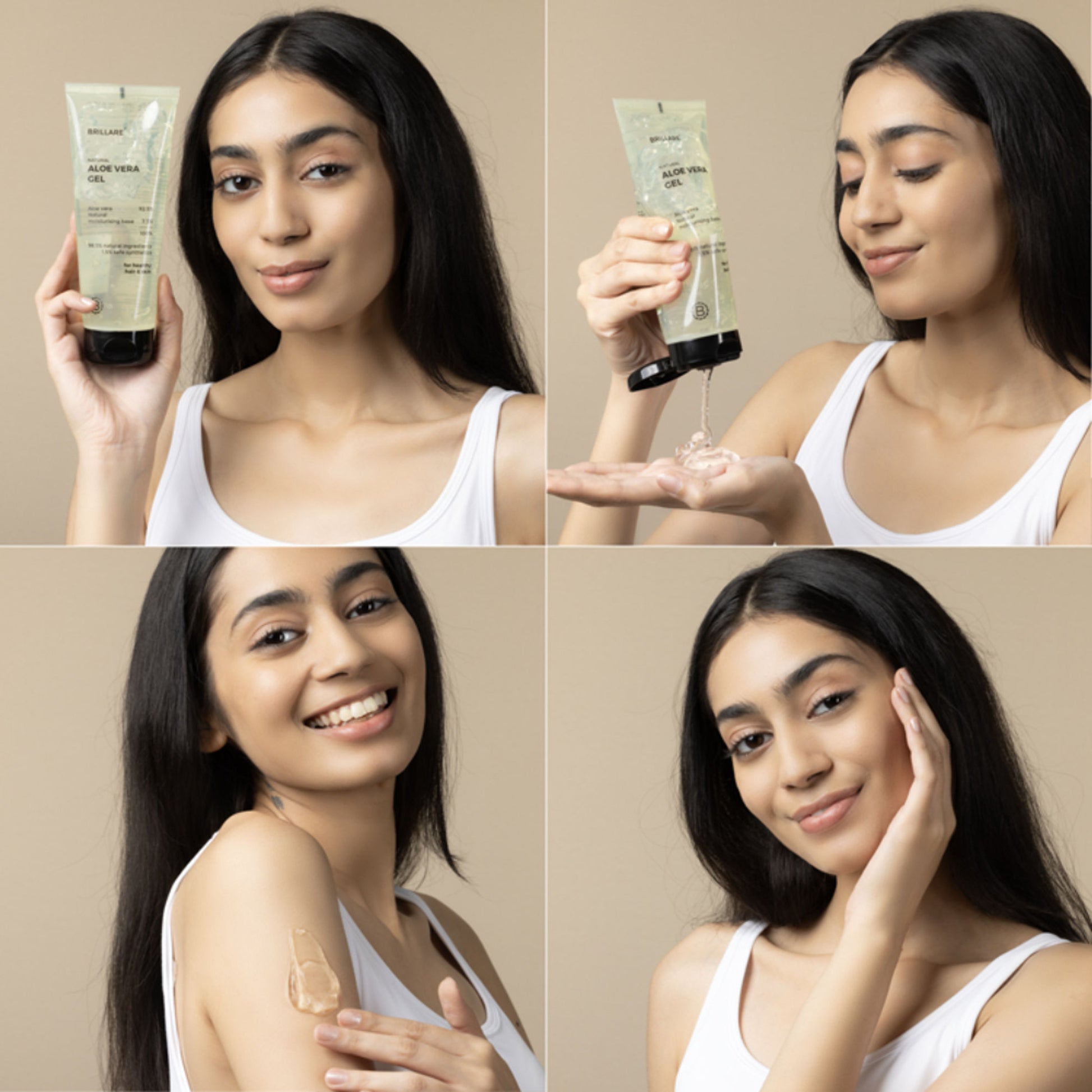 Brillare Natural Aloe Vera Gel for Skin & Hair Hydrates & Smoothens Pure Aloe Vera Gel