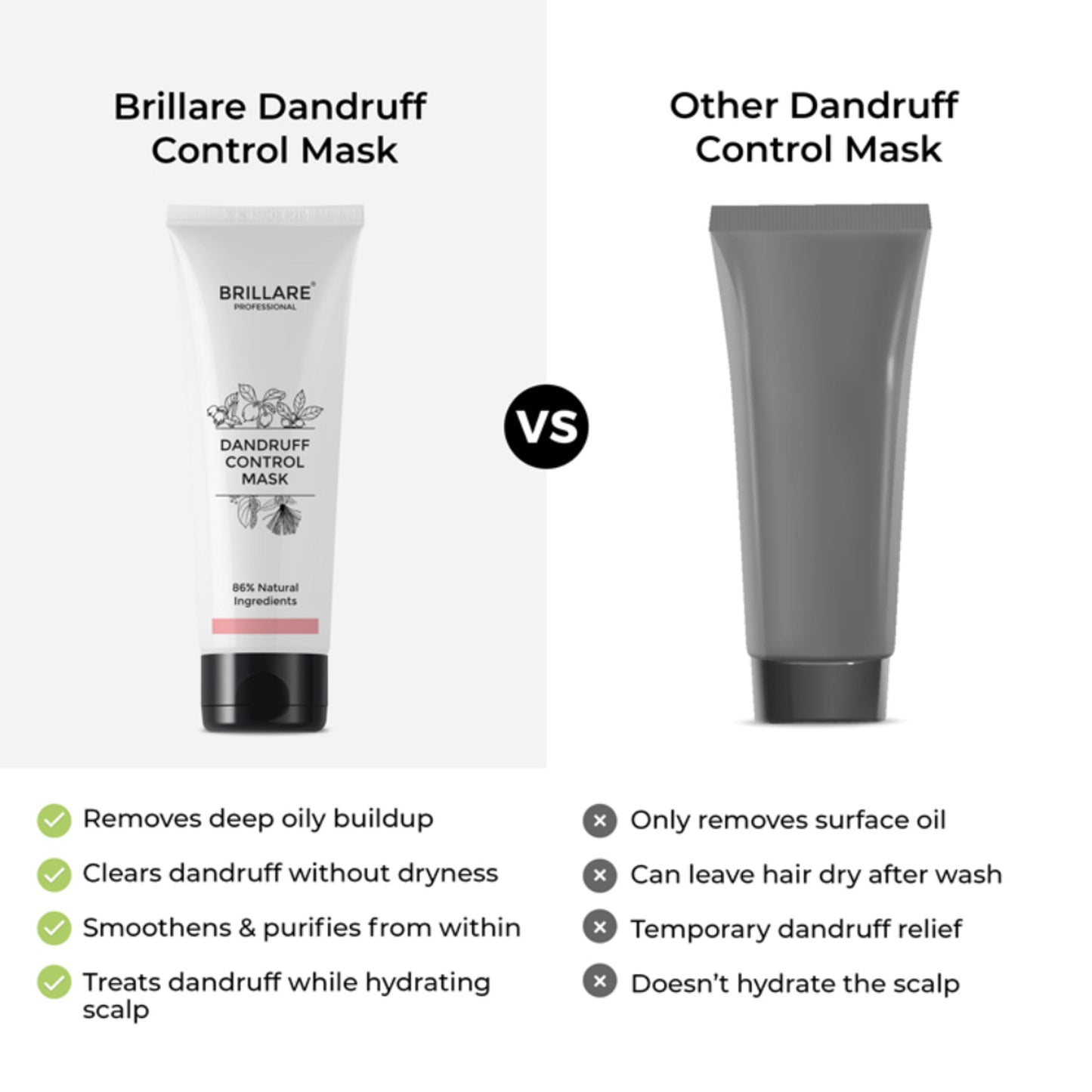 Brillare Professional Dandruff Control Mask With Salicylic Acid Relieve Dandruff and Itchy Scalp