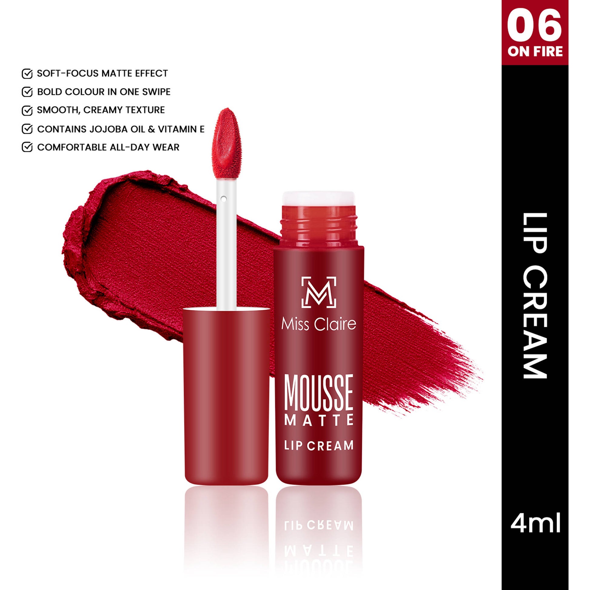 Miss Claire Mousse Matte Lip Cream - 06 On Fire