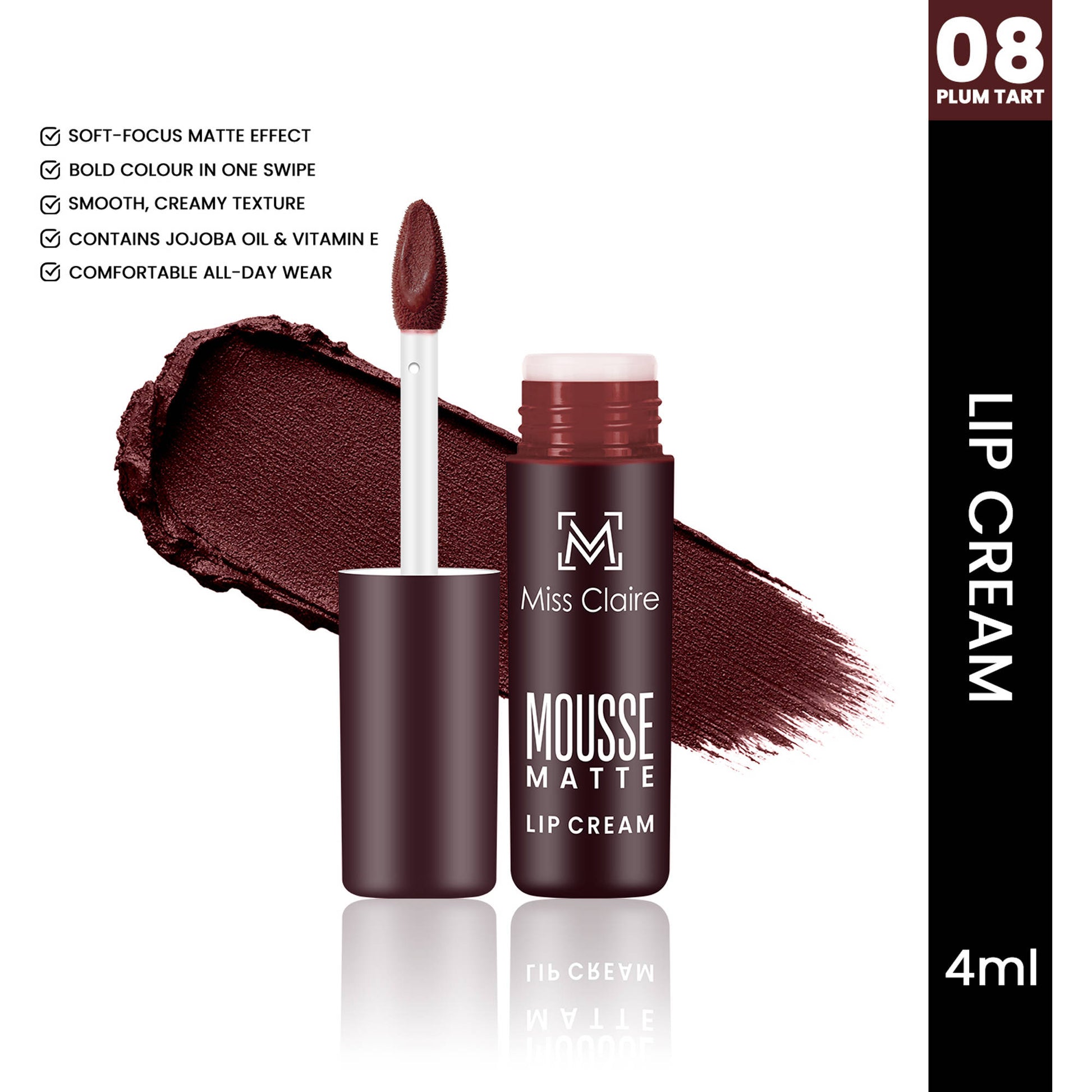 Miss Claire Mousse Matte Lip Cream - 08 Plum Tart