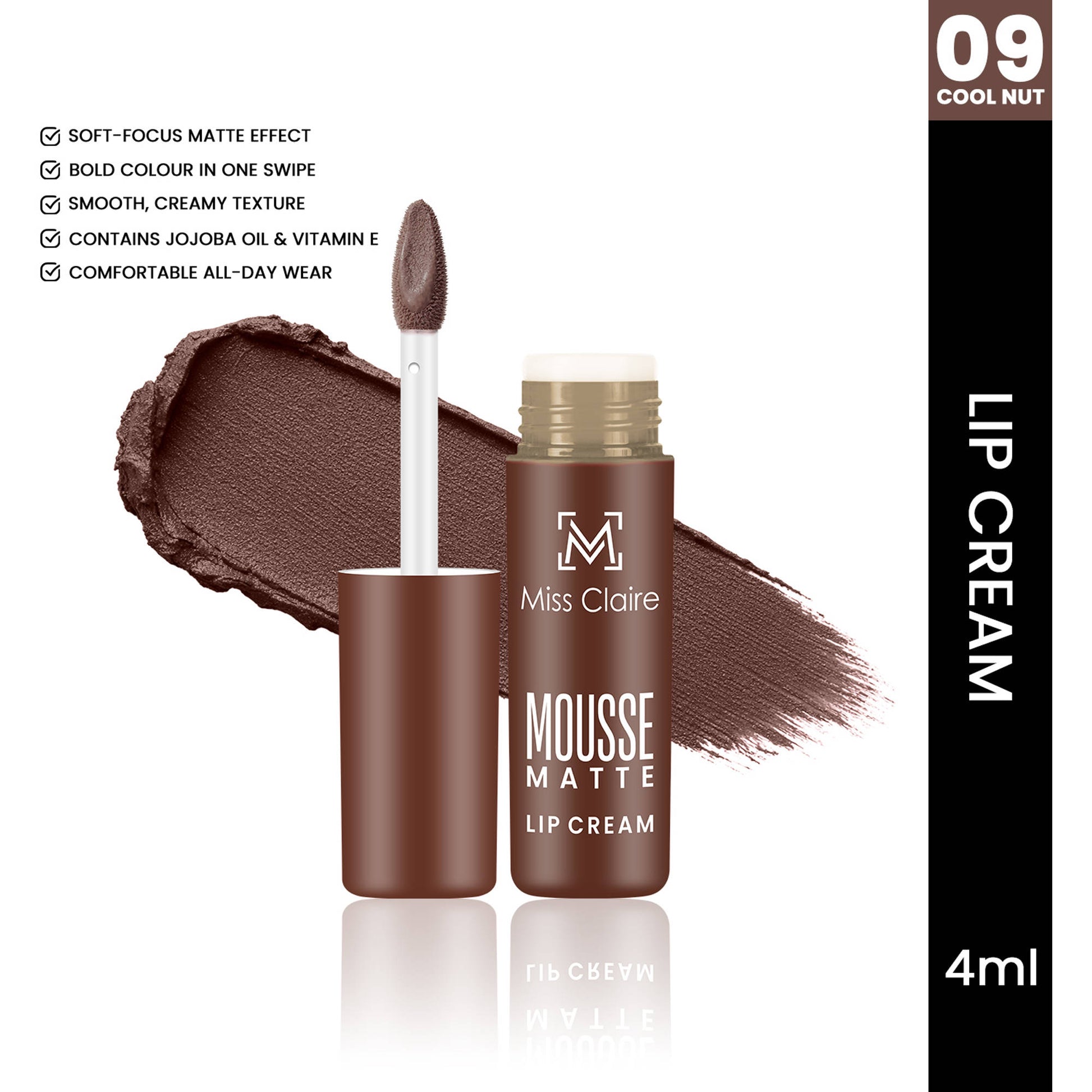 Miss Claire Mousse Matte Lip Cream - 09 Cool Nut
