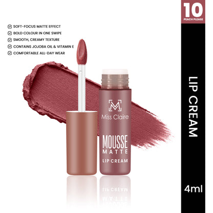 Miss Claire Mousse Matte Lip Cream - 10 Peach Please