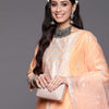 Dhiyona IE Women Orange Ethnic Motifs Printed Liva Kurta with Trousers & With Dupatta