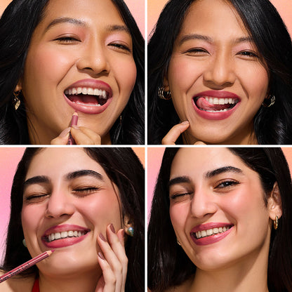 Nykaa Lips Don’t Lie! Matte Lip Liner in Feisty Brunette from Nykaa Cosmetics, featuring a close-up of the brown lip liner pencil.