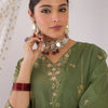 Dhiyona IE Floral Embroidered Zari Straight Kurta with Trousers & With Dupatta