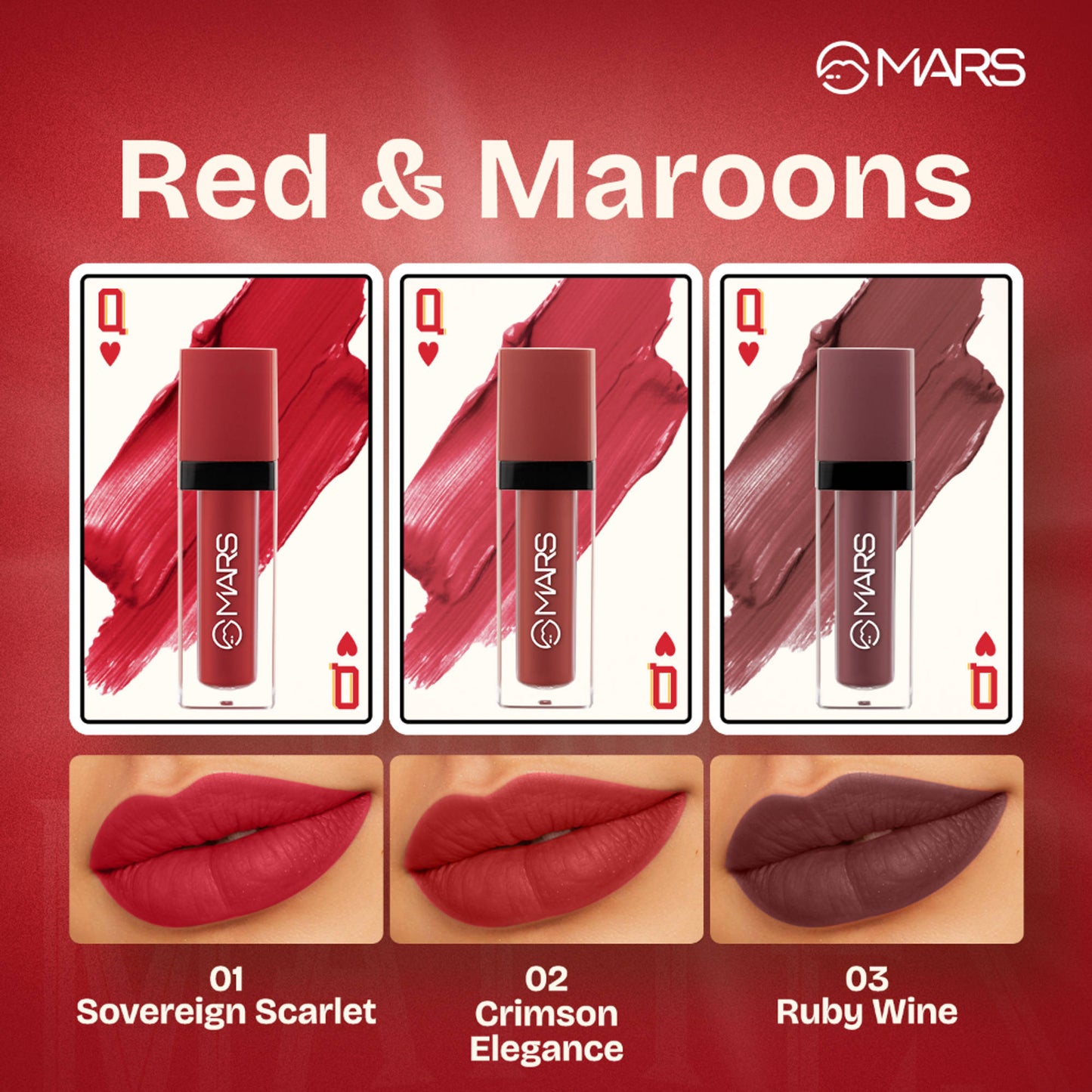 MARS Queen Of Mattes Reds & Maroons Liquid Lipsticks - Reds Maroons