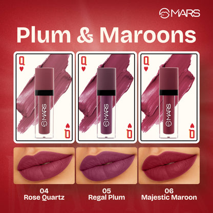 MARS Queen Of Mattes Reds & Maroons Liquid Lipsticks - Plums Maroons