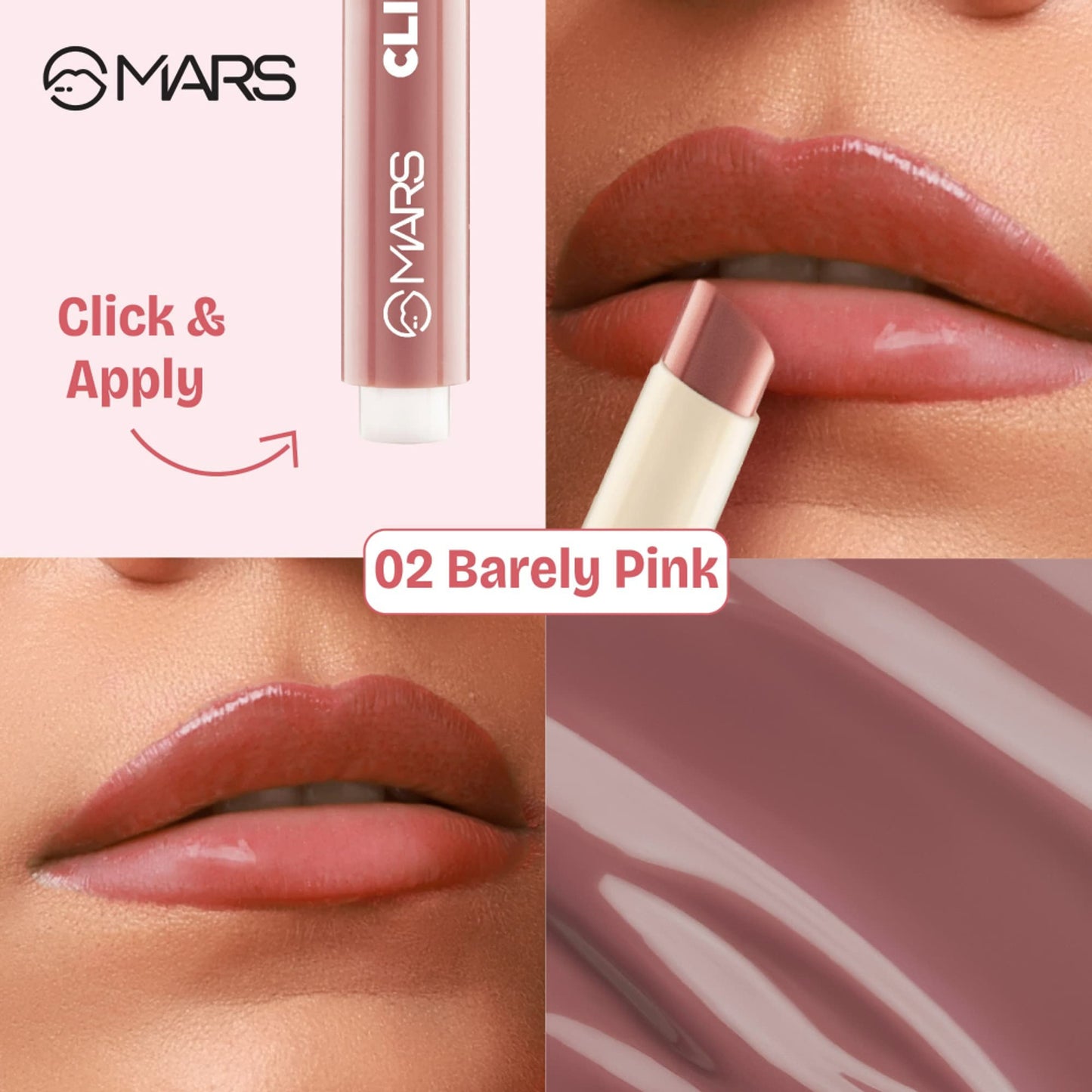 MARS Click Stix Gloss Lip Balm - 02-barely Pink