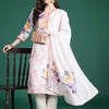 Indyancart IE Floral Printed Beads and Stones Linen Kurta with Trousers & With Dupatta