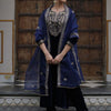 Indyancart IE Ethnic Motifs Embroidered Thread Work Velvet Kurta With Trousers & Dupatta