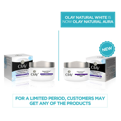 Olay Natural Aura Night Cream, Nourishing Repair Cream with Niacinamide, Vitamin Pro B5