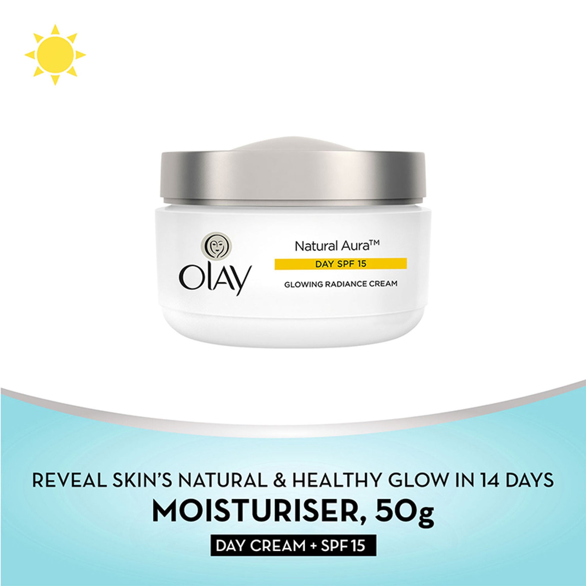 Olay Natural Aura Day Cream With SPF 15, Glowing Radiance Cream With Niacinamide, Vitamin Pro B5, E