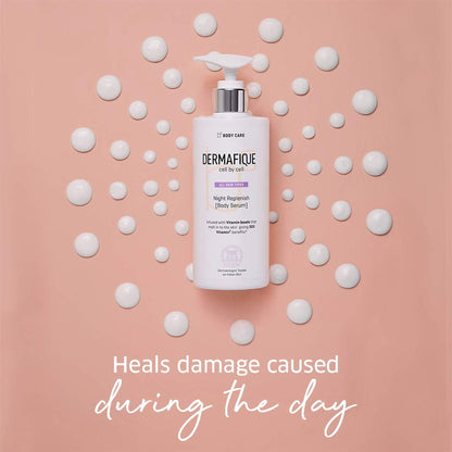 Dermafique Night Replenish Body Lotion, Light & Non-sticky, 30x Vit E, Antioxidants