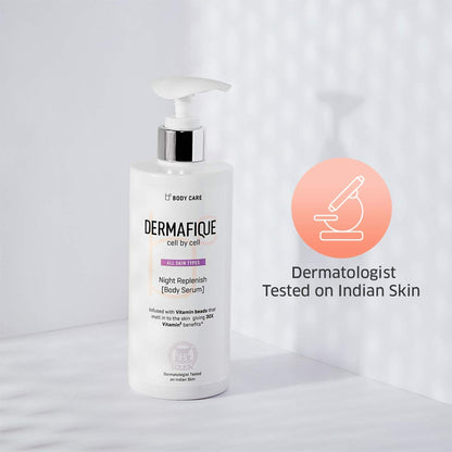 Dermafique Night Replenish Body Lotion, Light & Non-sticky, 30x Vit E, Antioxidants