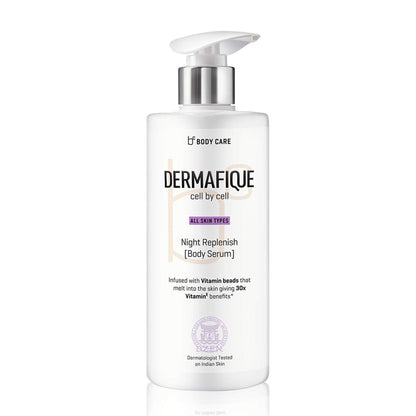 Dermafique Night Replenish Body Lotion, Light & Non-sticky, 30x Vit E, Antioxidants