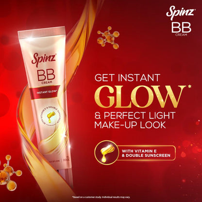 Spinz BB Cream 01 Beige, Instant Glow, Light Make Up Look, Vitamin E & Double Sunscreen
