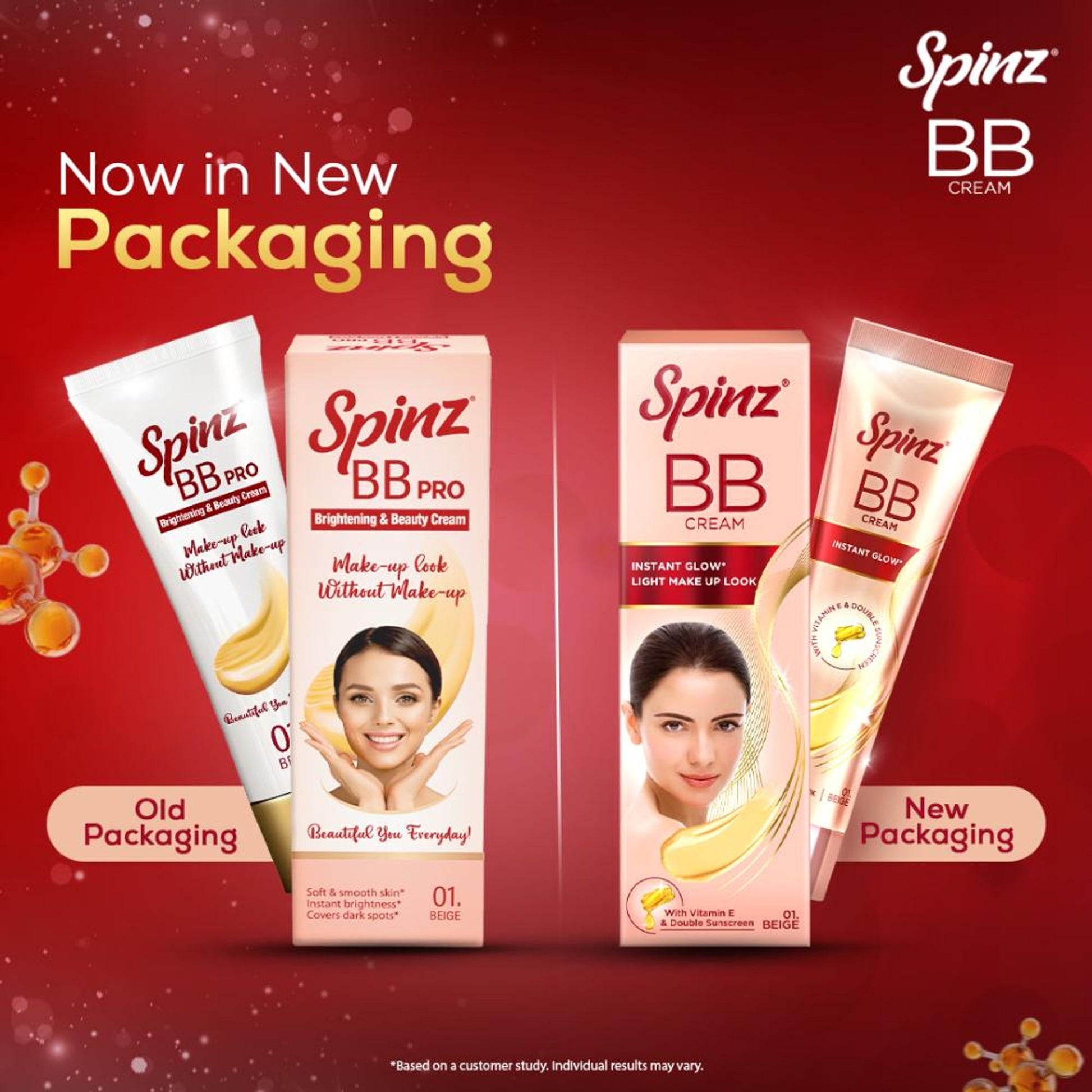 Spinz BB Cream 01 Beige, Instant Glow, Light Make Up Look, Vitamin E & Double Sunscreen