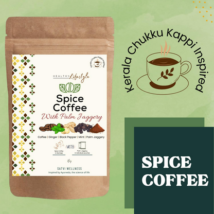 Satvi Wellness Chukkukappi With Mint And Palm Jaggery Blend Of Coffee Powder With Ginger, Black Pepper & Mint In Biodegradable Tea Bags | Spice and Mint Coffee | Herbal Infusions