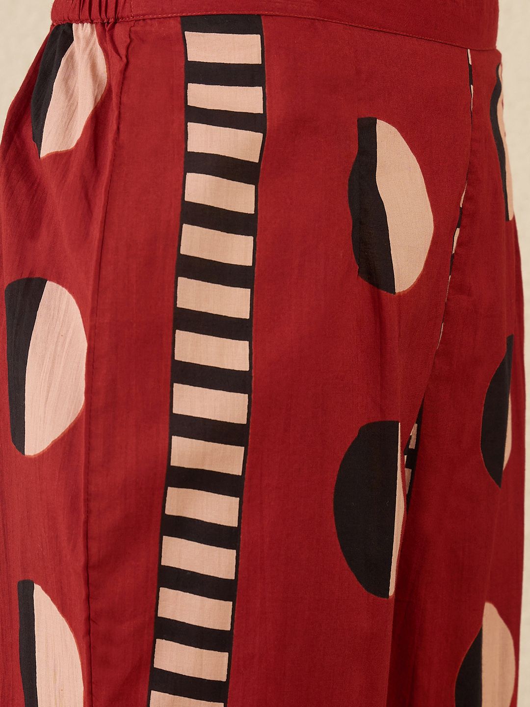 Indyancart IE Printed Pure Cotton Straight Tunic & Trousers Co-Ord Set